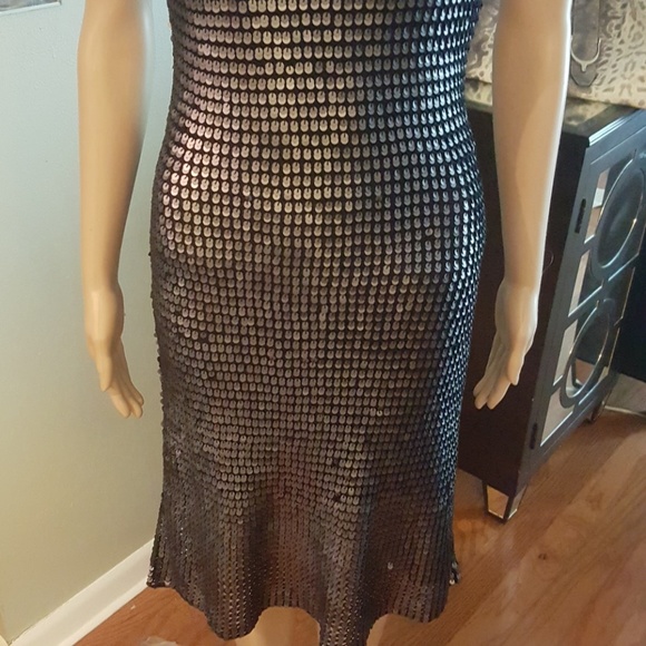 BCBG Navy Blue Sequin Dress Small - Picture 5 of 5